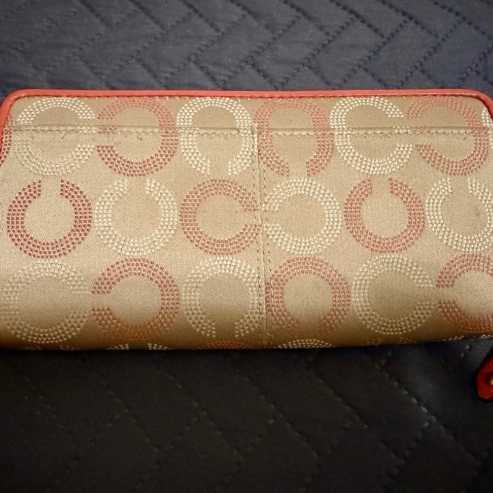 Coach Tan and Coral Patterned Wallet - Picture 2 of 9